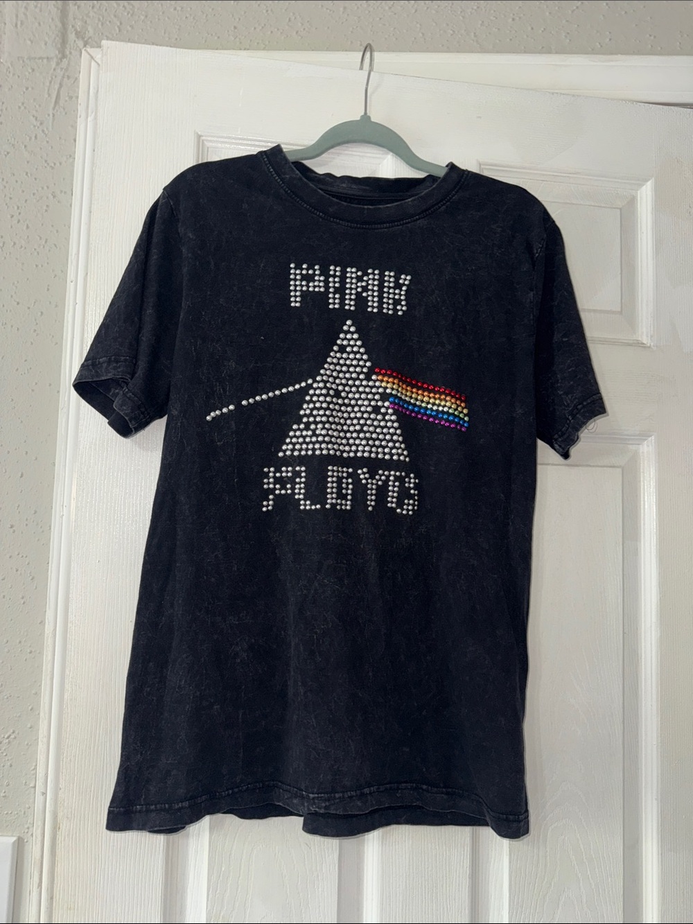 Forever 21 Black Kids Tee with Rainbow Studded Prism